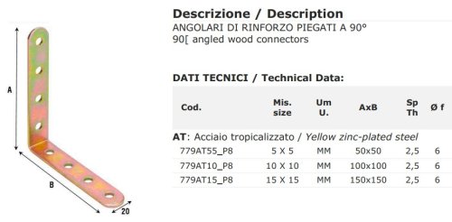 Angolare di rinforzo in acciaio tropicalizzato Aldeghi 779AT - mm 50x50