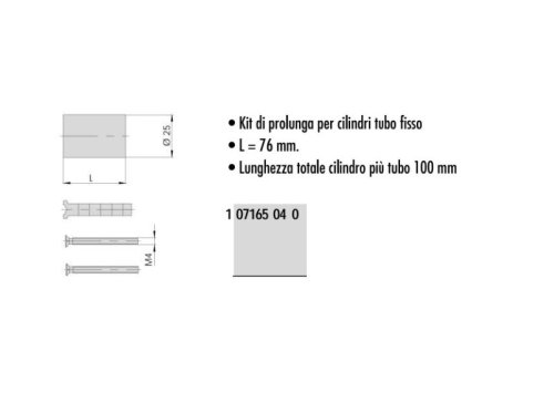Prolunga cilindro tondo CISA 07165.04 per serrature ad applicare