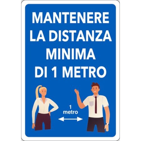 Mantenere la distanza minima di 1 metro - segnaletica Covid - ToolShop