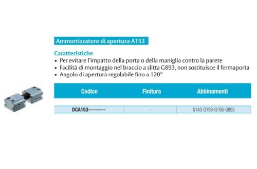 Ammortizzatore di apertura per braccio slitta ABLOY DCA153