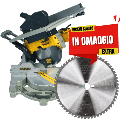 Troncatrice a disco per legno ø 305 mm Dewalt D27112-QS + disco DT4260-QZ in OMAGGIO