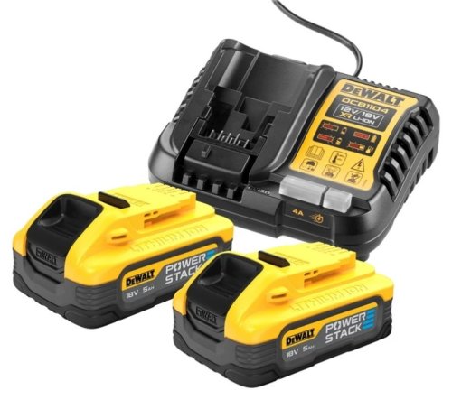 DEWALT DCB1104H2-QW kit 2 batterie 18V Powerstack 5Ah + caricabatteria XR Lion