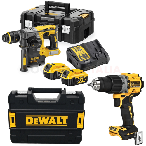 Dewalt DCK2005P2T-IT Kit trapano a percussione 18V + Tassellatore SDS Plus