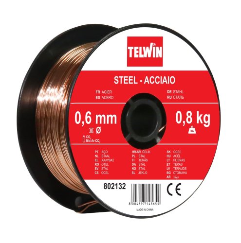Filo saldatura acciaio ramato Telwin 802132 ø mm 0,6 gr 800