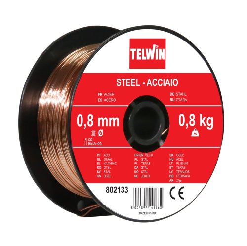 Filo saldatura in acciaio ramato Telwin 802133 ø mm 0,8 Gr 800
