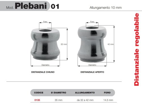 Plebani 01 distanziale regolabile 32/42 mm zincato per fissaggio inferriate ø 35 mm