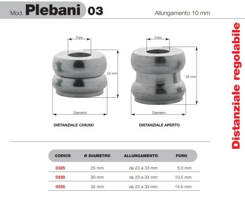 Plebani 03 distanziale regolabile 23/33 mm zincato per fissaggio inferriate - ø mm 25
