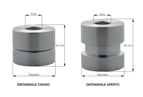 Plebani C12 distanziale cilindrico regolabile 45/65 mm per fissaggio inferriate - ø mm 25