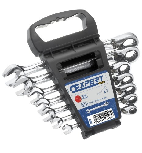 Serie 7 chiavi combinate (forchetta e cricchetto reversibile) Stanley Expert E111107P