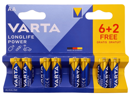 Batterie alcaline VARTA LONGLIFE 4906 LR6 MN1500 Stilo AA (8 pezzi)