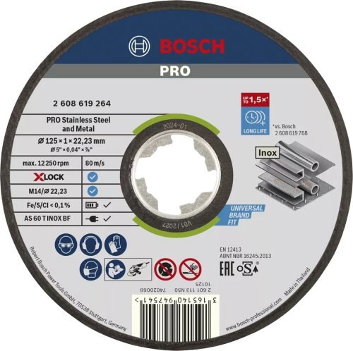 Dischi taglio piani Bosch Expert X-LOCK Metal Inox - ø mm 125x1