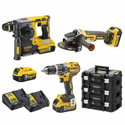 Kit Dewalt DCK353P4T 18V avvitatore + tassellatore SDS Plus + smerigliatrice ø 125mm