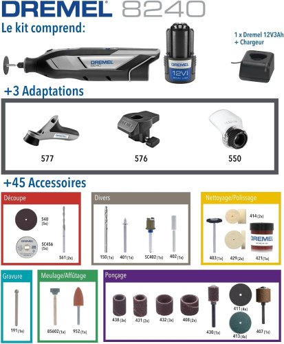 Dremel 8240JF multiutensile 12V + 45 accessori + 3 complementi