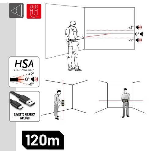 Distanziometro metro laser Metrica Flash DOUBLE 60+60 ALU