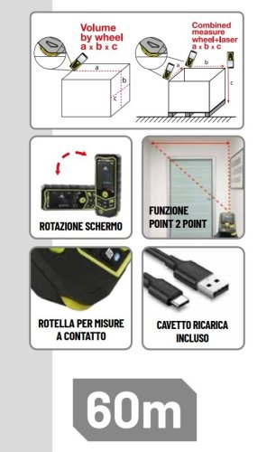 Distanziometro metro laser Metrica Flash POINT to POINT 60