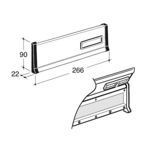 Placca buca lettere 266x90 mm in alluminio verniciato grigio ferro Silmec 10-600.84