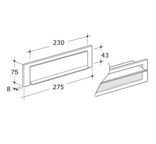 Placca buca lettere 275x75 mm Silmec 10-660.68 in ottone cromato satinato