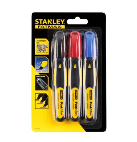 Stanley 0-47-315 Pennarello Indelebile rosso - blu - nero FatMax Colour - 3 Pezzi