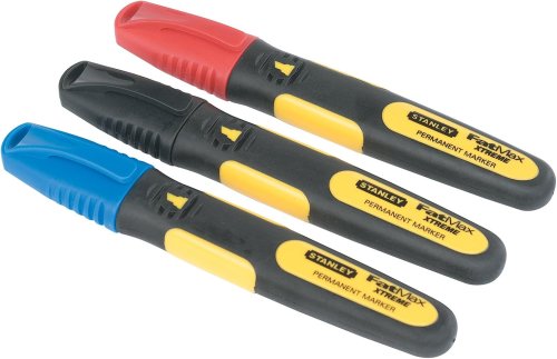 Stanley 0-47-315 Pennarello Indelebile rosso - blu - nero FatMax Colour - 3 Pezzi