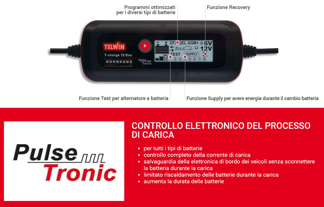 Caricabatterie e mantenitore 6-12V Italia 807578 Cod. - ToolShop Telwin - EVO 12 T-Charge